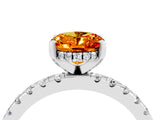 Silver Oval Cut Citrine Solitaire Ring with Round  Pavé Band and Four-Prong Setting_28