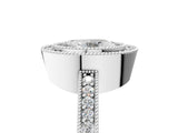Silver Oval Cut-Cut Diamond Halo Engagement Ring with Pave Band and Prong Setting_30