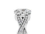 Silver Oval Cut Cut Diamond Twisted Band with Milgrain Pave Setting and Four-Prong Setting_11