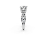 Silver Oval Cut Cut Diamond Twisted Band with Milgrain Pave Setting and Four-Prong Setting_8