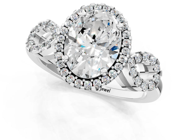 Sterling Silver Oval Pave Infinity Halo Engagement Ring Setting