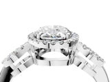 Silver Oval Cut Cut Halo Diamond Infinity Band with Four-Prong Setting_17
