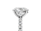Silver Oval Cut Diamond Brilliant Solitaire Ring with Pavé Band and Four-Prong Setting_30