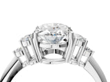 Silver Oval Cut Diamond Cluster Ring with Solitaire Band and Four-Prong Setting_56