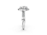 Silver Oval Cut Diamond Double Halo Ring with Split Shank and Four-Prong Setting_9