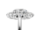 Silver Oval Cut Diamond Floral Double Halo Engagement Ring with Prong Setting_12