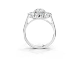 Silver Oval Cut Diamond Floral Double Halo Engagement Ring with Prong Setting_58