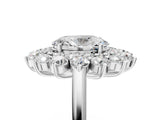 Silver Oval Cut Diamond Floral Double Halo Engagement Ring with Prong Setting_60