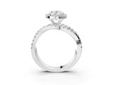 Silver Oval Cut Diamond Halo Ring with Round Split Shank and Prong Setting_3