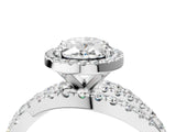 Silver Oval Cut Diamond Halo Ring with Round Split Shank and Prong Setting_4