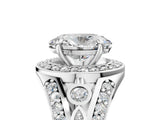 Silver Oval Cut Diamond Halo Ring with Split Shank and Bezel Accents and Four-Prong Setting_18