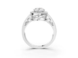 Silver Oval Cut Diamond Halo Ring with Split Shank and Bezel Accents and Prong Setting_16