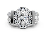 Silver Oval Cut Diamond Halo Split Shank Prong Set Ring_19