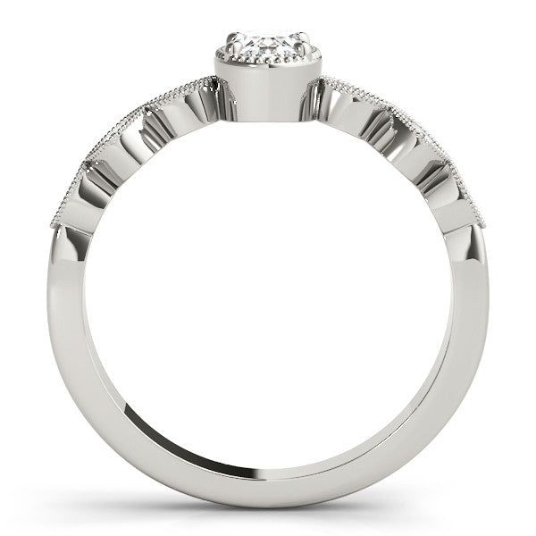 14K White Gold 2.05 Carat F VS1 Oval Cut Diamond Milgrain Marquise Band with Prong Setting