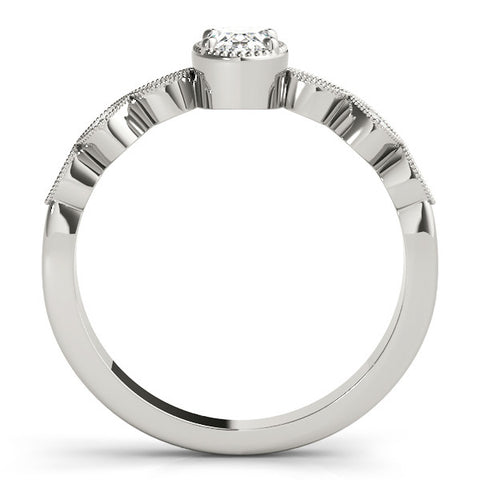 Silver Oval Cut Diamond Milgrain Marquise Band with Prong Setting 1