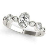 14K White Gold 2.05 Carat F VS1 Oval Cut Diamond Milgrain Marquise Band with Prong Setting