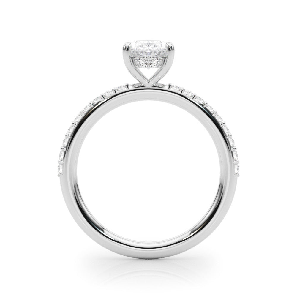 Silver Oval Cut Diamond Pavé Band with Four-Prong Setting 1