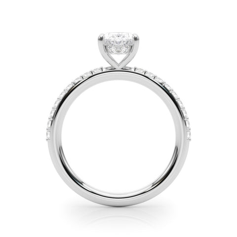 Silver Oval Cut Diamond Pavé Band with Four-Prong Setting 1
