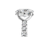 Silver Oval Cut Diamond Pavé Solitaire Ring with Round Band and Prong Setting_29