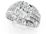 Silver Oval Cut Diamond Pave Art Deco Split Shank Ring with Four-Prong Setting_14