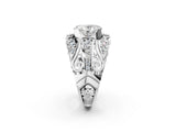 Silver Oval Cut Diamond Pave Art Deco Split Shank Ring with Four-Prong Setting_15