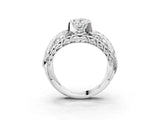 Silver Oval Cut Diamond Pave Art Deco Split Shank Ring with Four-Prong Setting_16