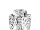Silver Oval Cut Diamond Pave Art Deco Split Shank Ring with Four-Prong Setting_18