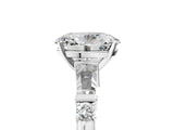 Silver Oval Cut Diamond Ring with Baguette Side Stones, Channel Set Band, and Four-Prong Setting_26
