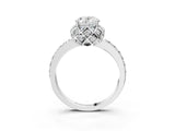 Silver Oval Cut Diamond Scalloped Halo Engagement Ring with Round Shared Prong Band_15