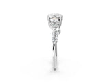Silver Oval Cut Diamond Scattered Round Accent Ring with Prong Setting_22