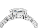 Silver Oval Cut Diamond Scattered Round Accent Ring with Prong Setting_24