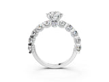 Silver Oval Cut Diamond Side Stone Engagement Ring with Four-Prong Setting_15