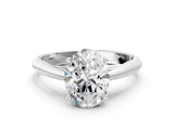 Silver Oval Cut Diamond Solitaire Engagement Ring with Cathedral Setting and Four-Prong Mount_14