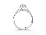 Silver Oval Cut Diamond Solitaire Engagement Ring with Cathedral Setting and Four-Prong Mount_17
