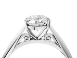 Silver Oval Cut Diamond Solitaire Engagement Ring with Cathedral Setting and Four-Prong Mount_18