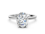 Silver Oval Cut Diamond Solitaire Ring with Classic Band and Four-Prong Setting_7
