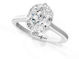 Silver Oval Cut Diamond Solitaire Ring with Flower Prong Setting and Classic Band_28