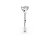 Silver Oval Cut Diamond Solitaire Ring with Pavé Band and Prong Setting_30