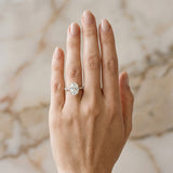 14K White Gold 1.56 Carat F VS1 Oval Diamond Solitaire Ring with Round Pavé Band and Prong Setting