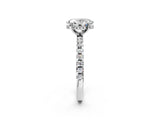 Silver Oval Cut Diamond Solitaire Ring with Round  Pavé Band and Four-Prong Setting_64
