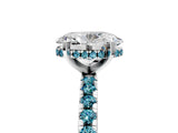 Silver Oval Cut Diamond Solitaire Ring with Round with Blue Topaz side stone Pavé Band and Four-Prong Setting_17