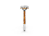 Silver Oval Cut Diamond Solitaire Ring with Round with Citrine side stone Pavé Band and Four-Prong Setting_14