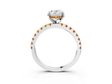Silver Oval Cut Diamond Solitaire Ring with Round with Citrine side stone Pavé Band and Four-Prong Setting_15