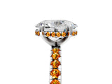 Silver Oval Cut Diamond Solitaire Ring with Round with Citrine side stone Pavé Band and Four-Prong Setting_17