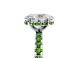 Silver Oval Cut Diamond Solitaire Ring with Round with Peridot side stone Pavé Band and Four-Prong Setting_17