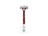 Silver Oval Cut Diamond Solitaire Ring with Round with Ruby side stone Pavé Band and Four-Prong Setting_14