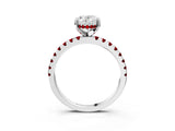 Silver Oval Cut Diamond Solitaire Ring with Round with Ruby side stone Pavé Band and Four-Prong Setting_15