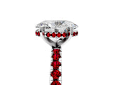 Silver Oval Cut Diamond Solitaire Ring with Round with Ruby side stone Pavé Band and Four-Prong Setting_17