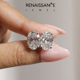 Silver Oval Cut Diamond Stud Earrings_164