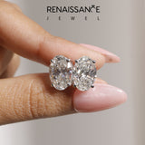 Silver 3.11 Carat D VVS2 Oval Diamond Stud Earrings
